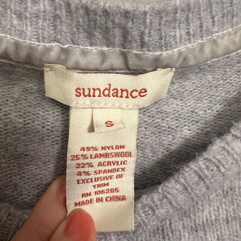 Sundance Lambswool Sweater Womens Small Light Gray Cross Creek Lace Up Hi Low - Picture 3 of 7